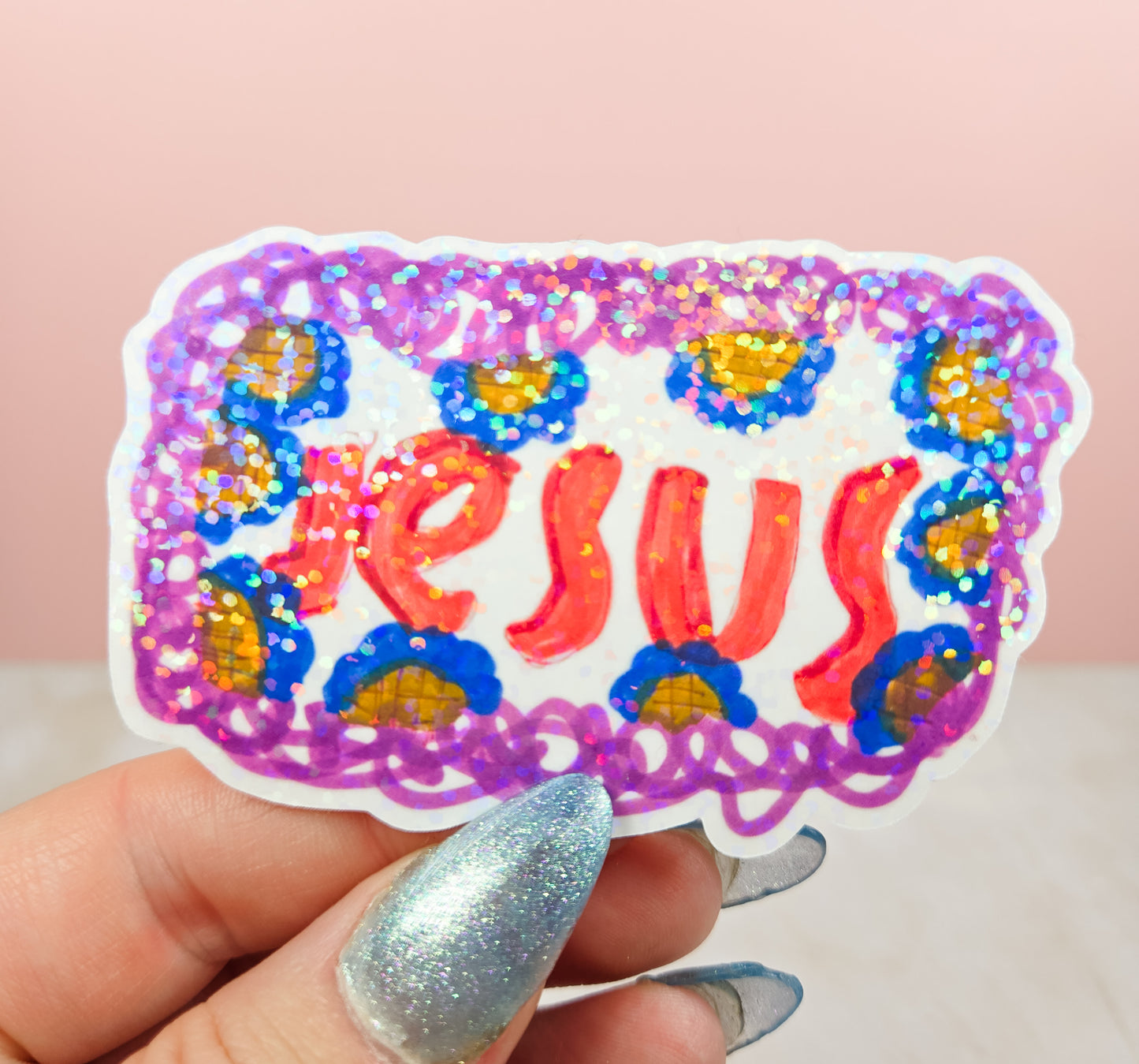 Kid's Jesus Floral Sticker