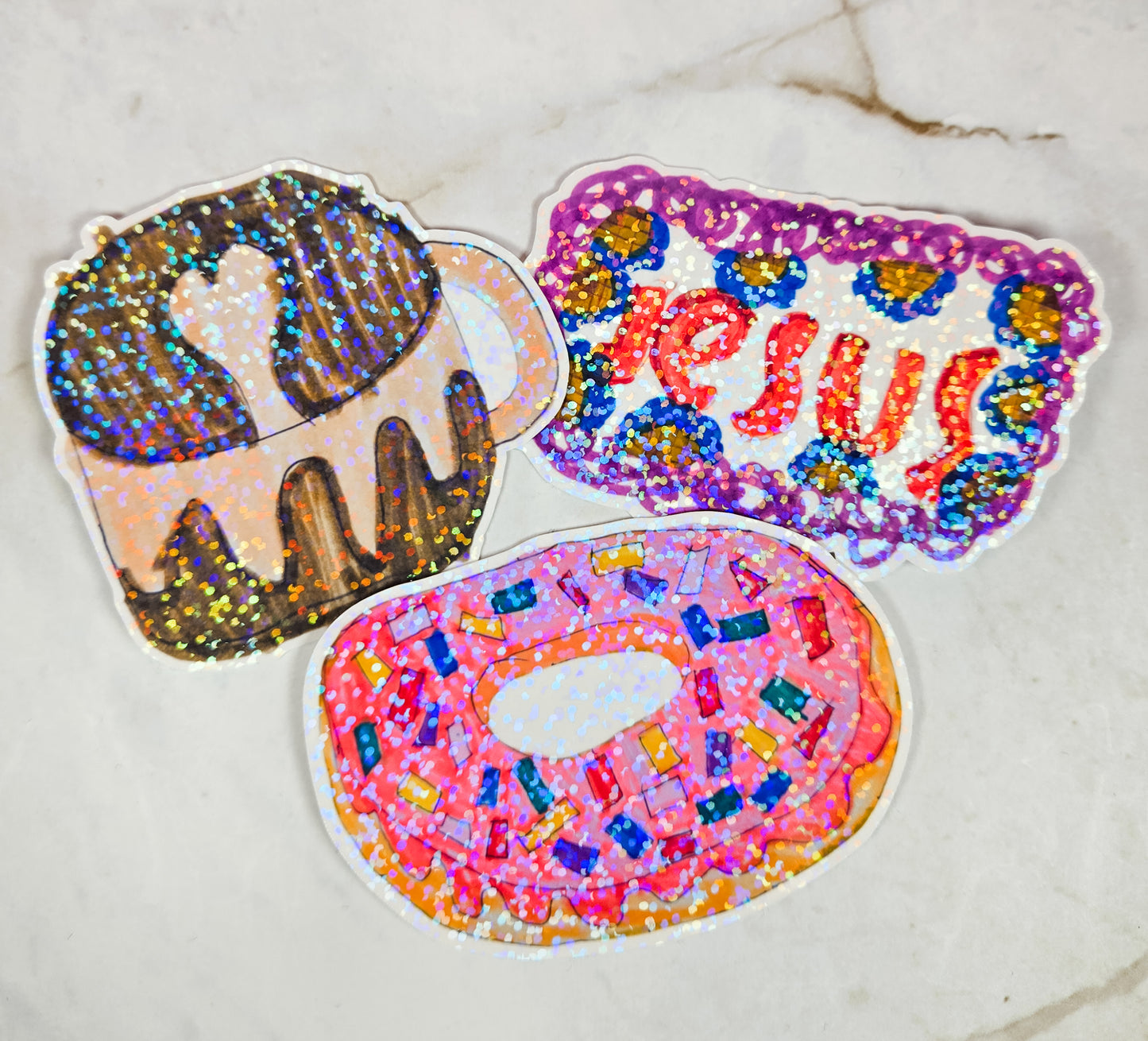 Kid's 3 Pack Stickers - Cocoa, Jesus, Donut