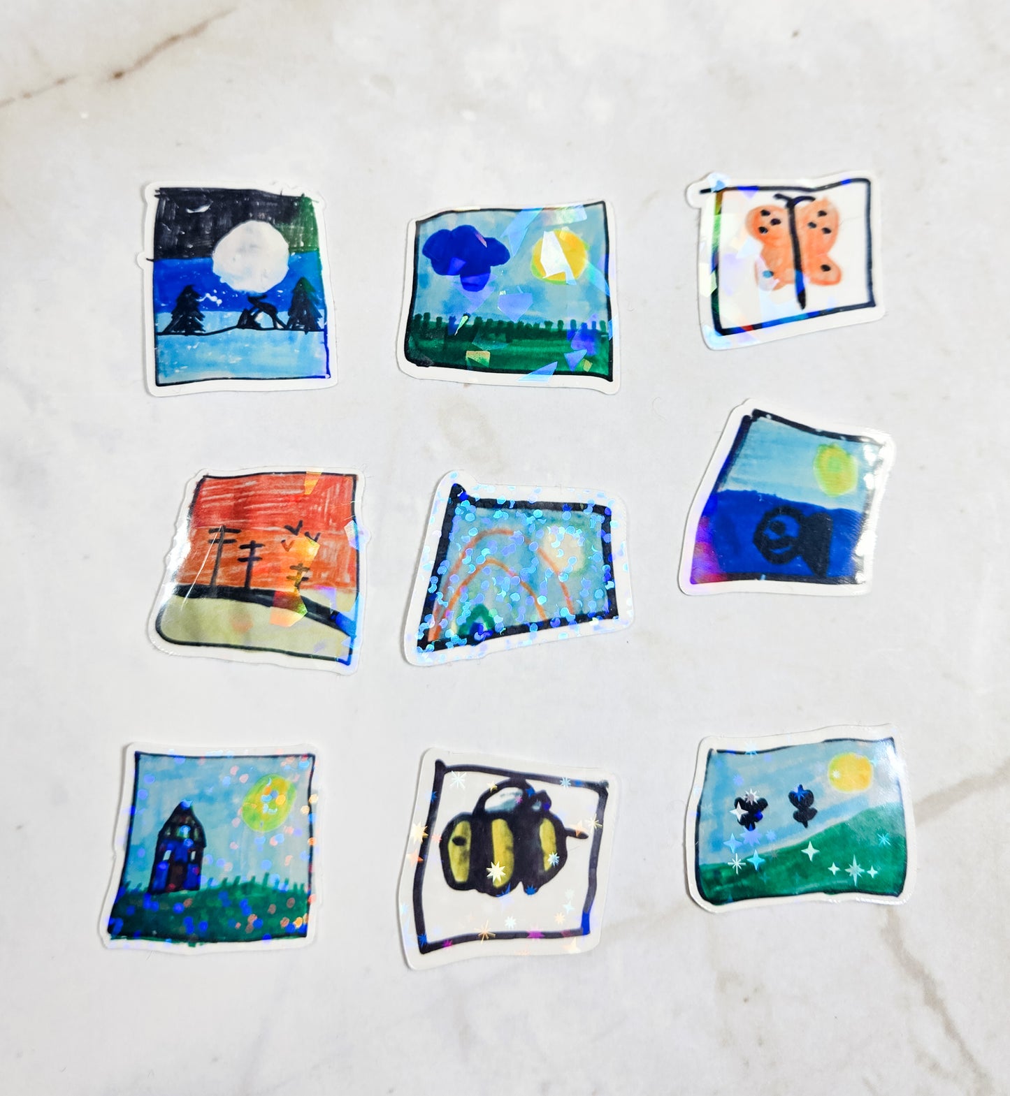 Kid's 9 Pack Mini Stickers - Fun Variety