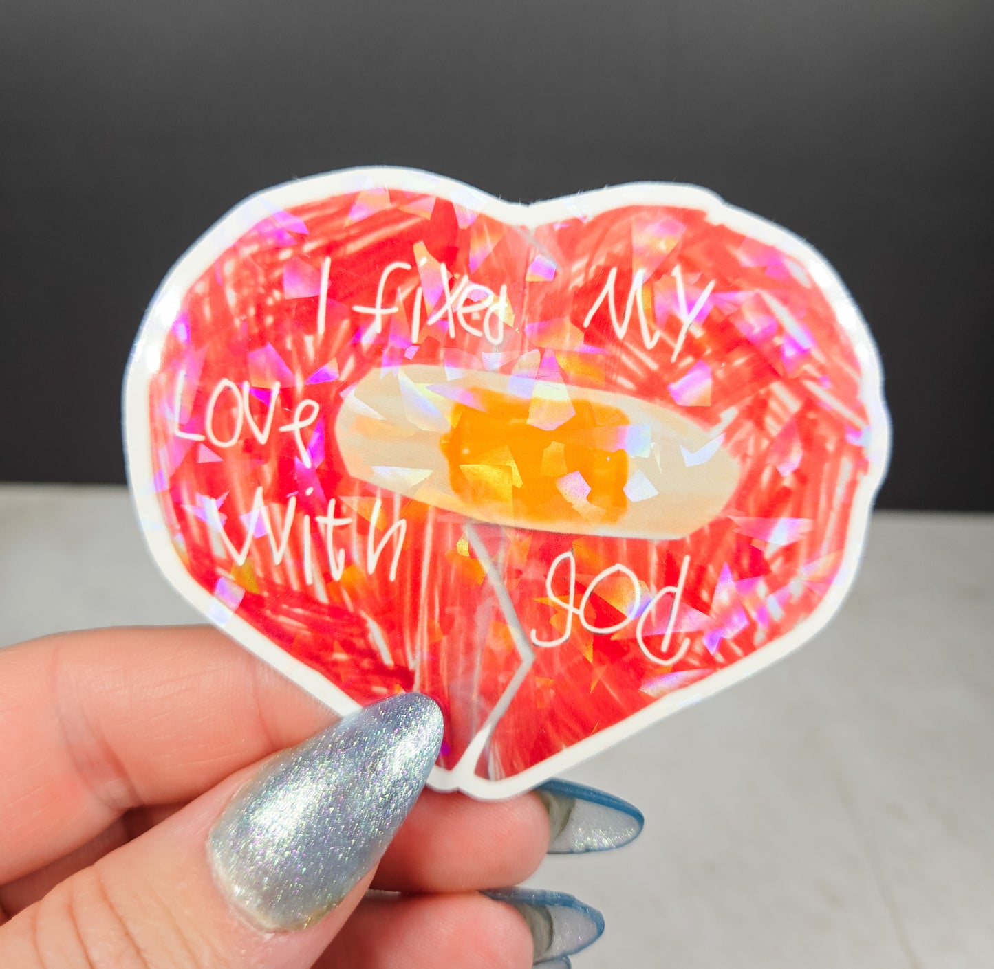 Kid's I Fixed My Love With God Heart Sticker