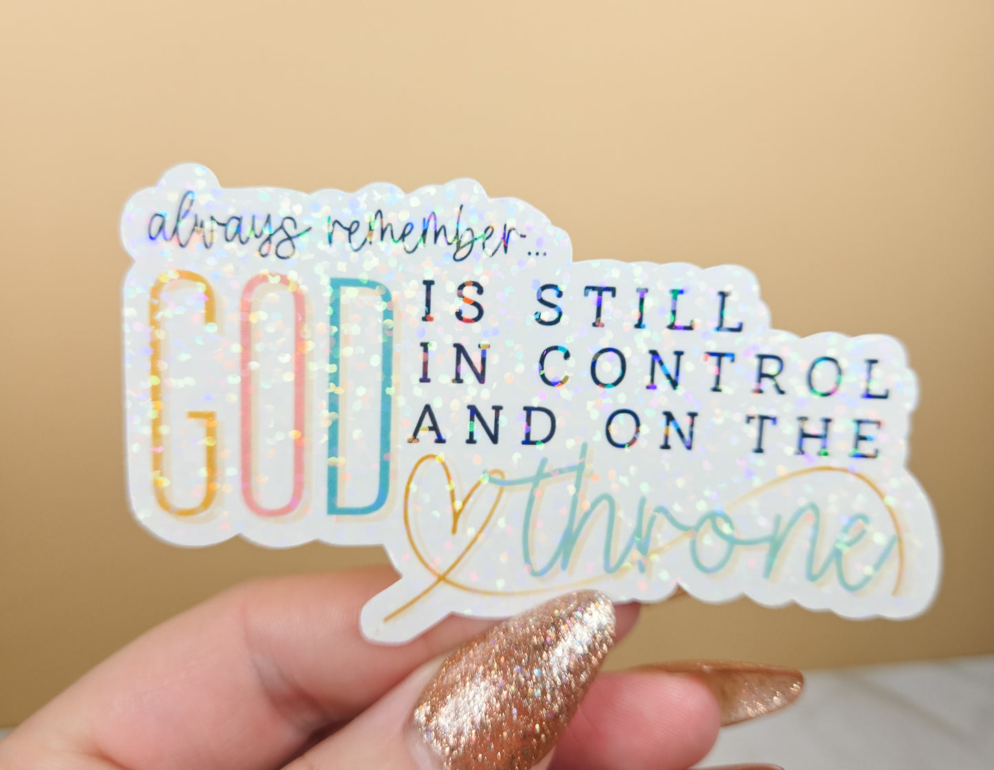 God is on The Throne Green Sticker