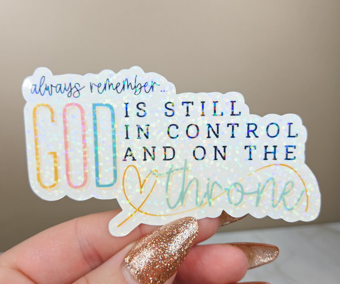 God is on The Throne Green Sticker