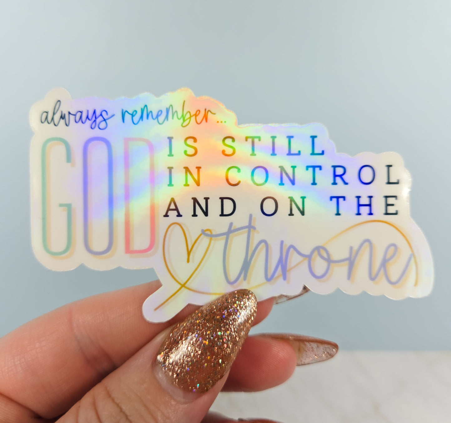 God is on The Throne Purple Sticker