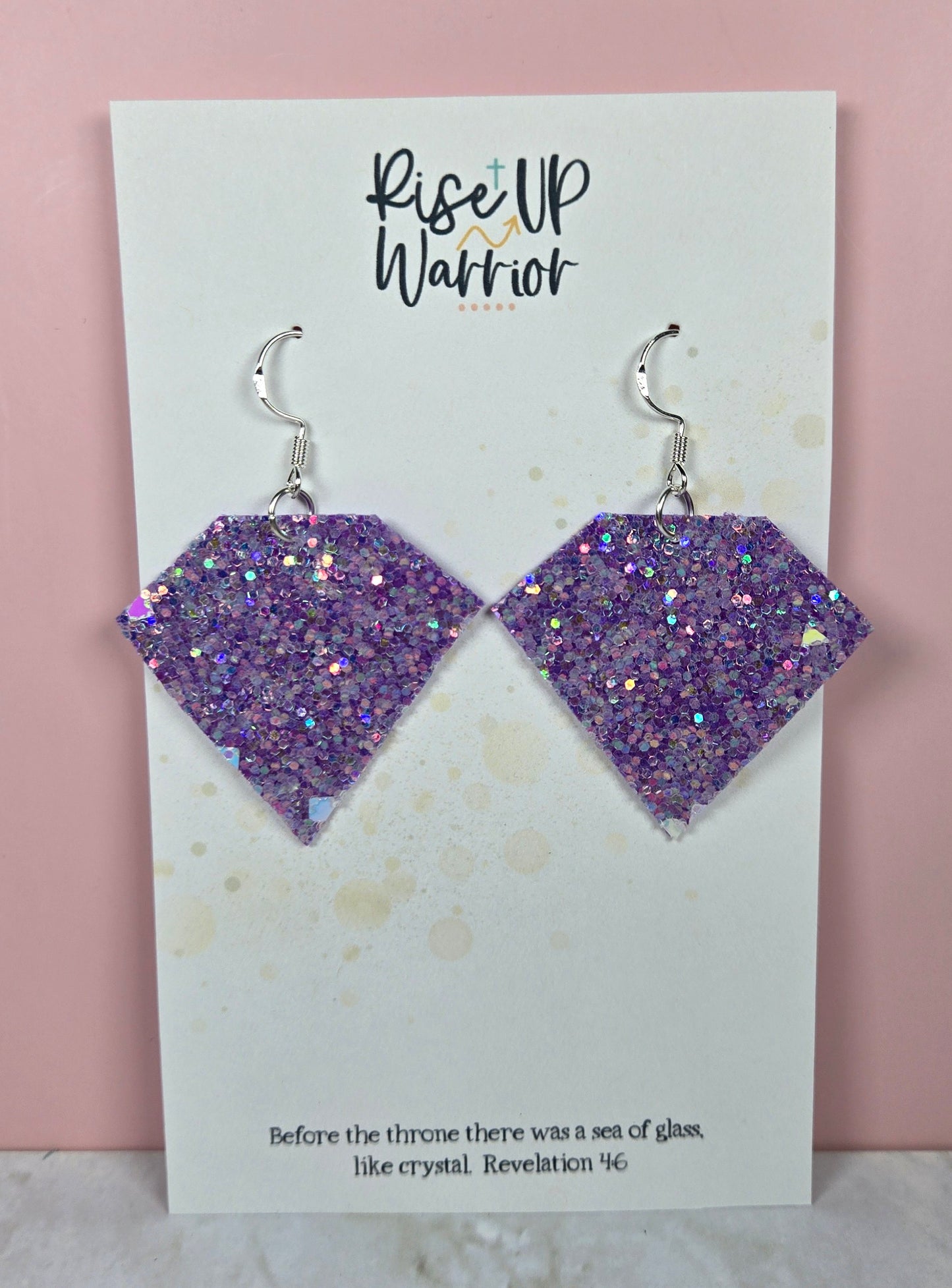 Purple Holographic Glitter Diamond Earrings
