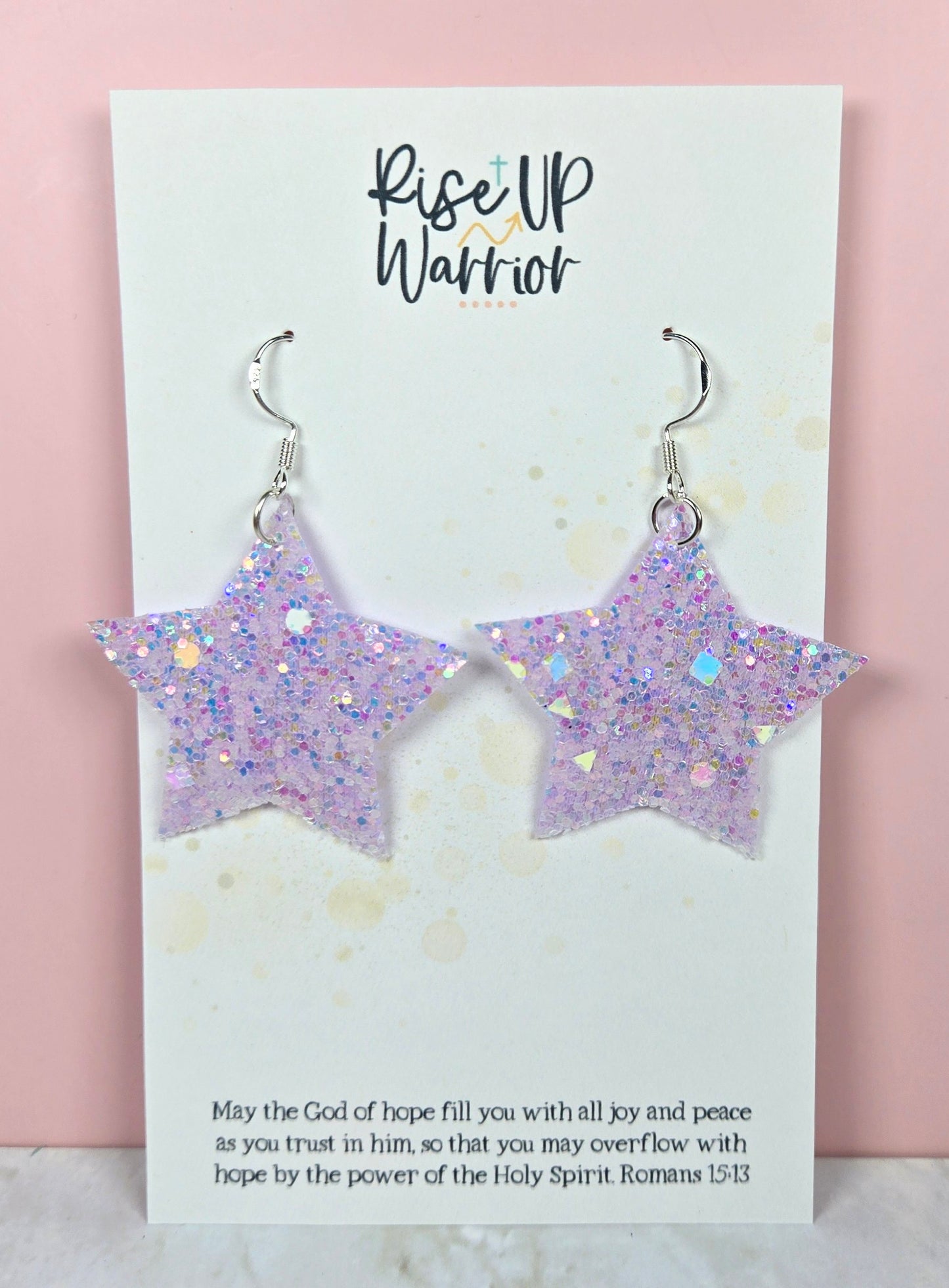 Light Purple Holographic Glitter Star Earrings