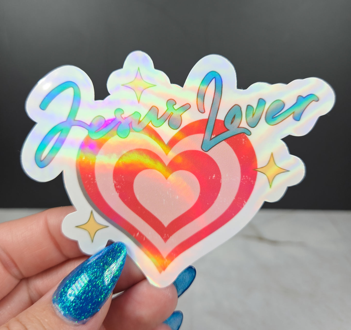 Jesus Lover Blue Sticker