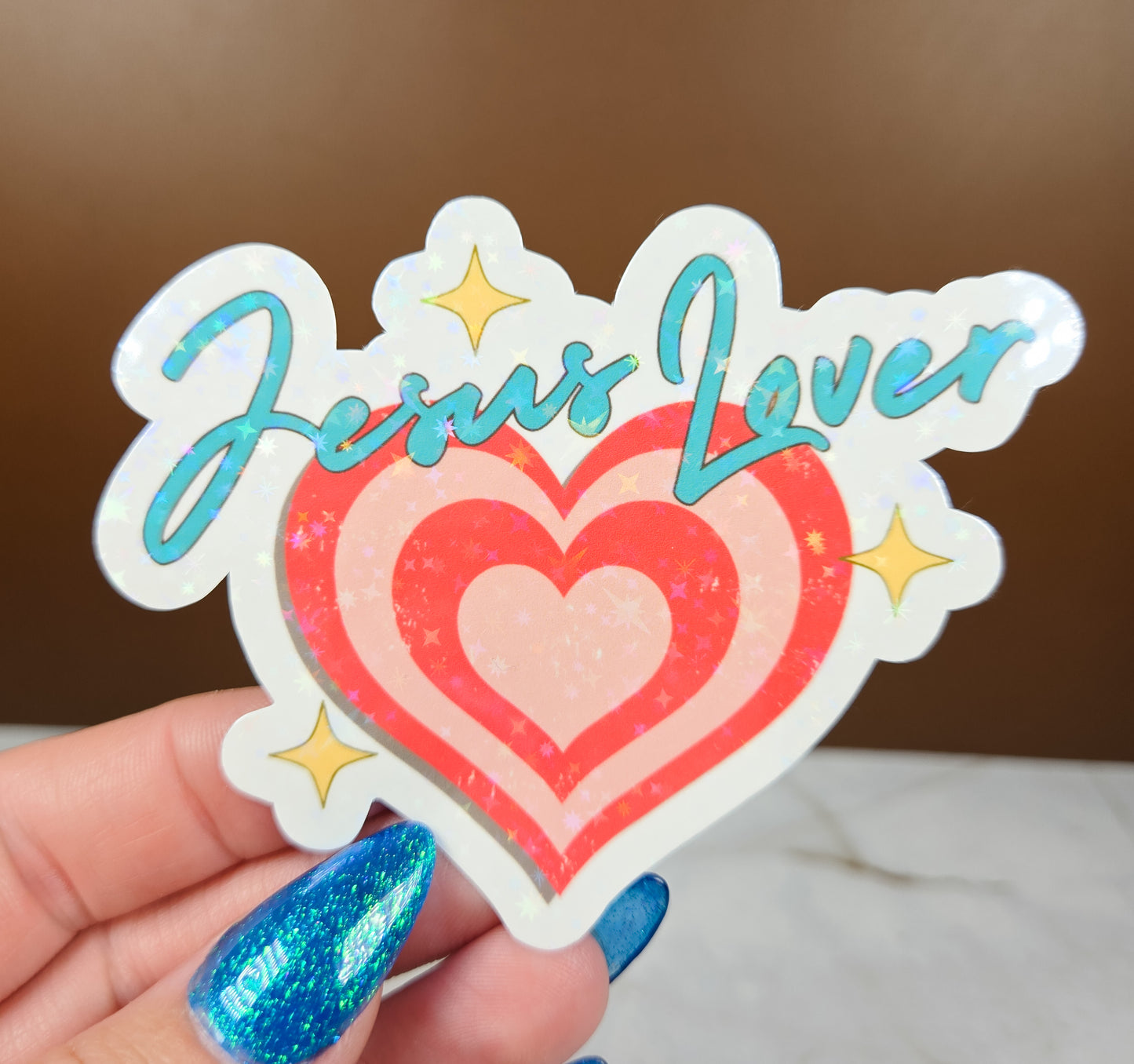 Jesus Lover Blue Sticker