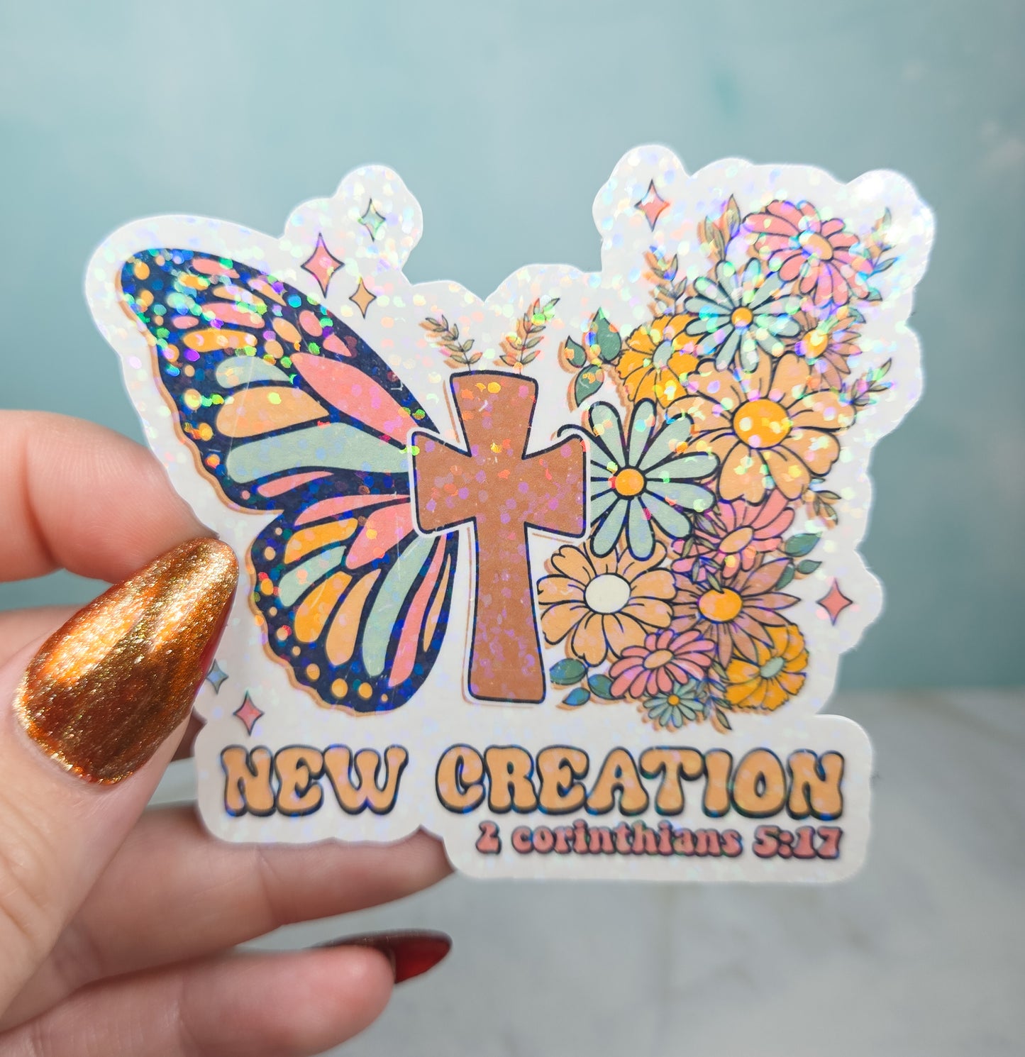 New Creation Floral Butterfly Sticker