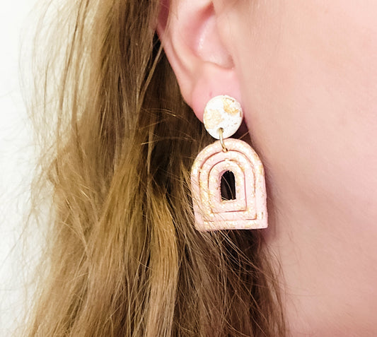Clay Pink & Gold Earrings