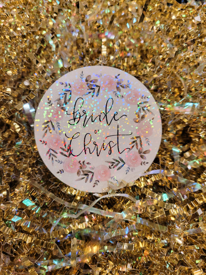 Holographic Bride of Christ Floral Sticker