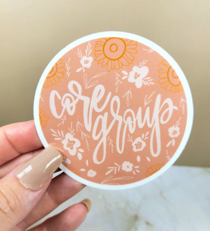 Core Group Pink Floral Circle Sticker