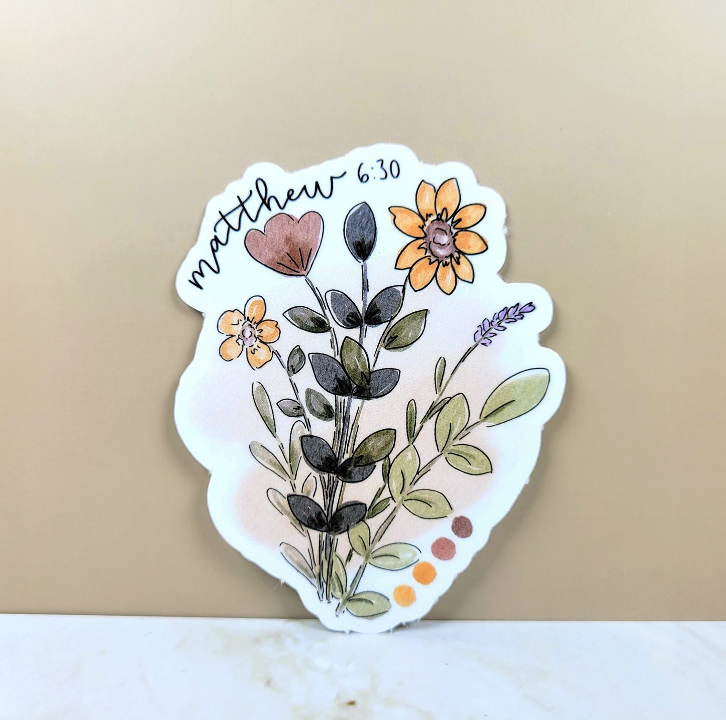 Matthew 6:30 Floral Sticker