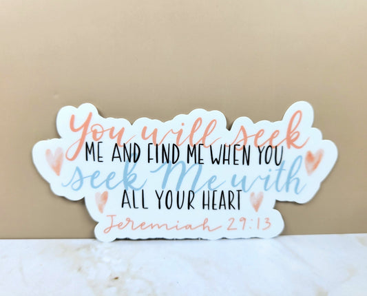 Jeremiah 29:13 Christian Sticker