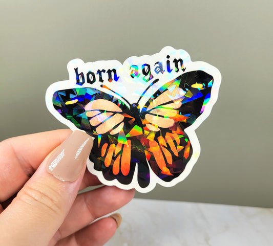 Holographic Born Again Butterfly Sticker