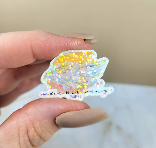 Holographic Psalm 91 Under His Wing Mini Sticker
