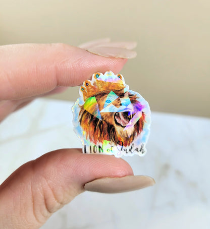 Holographic King Lion of Judah Mini Sticker