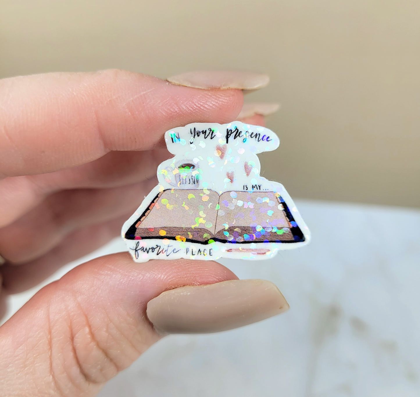 Holographic In Your Presence Bible Mini Sticker