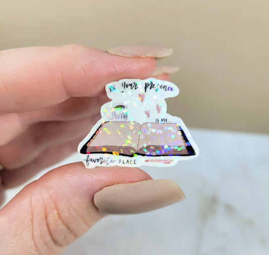 Holographic In Your Presence Bible Mini Sticker