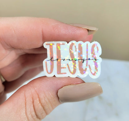 Holographic Jesus Loves You Mini Sticker