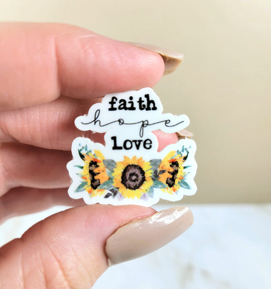 Faith Hope Love Sunflower Mini Sticker