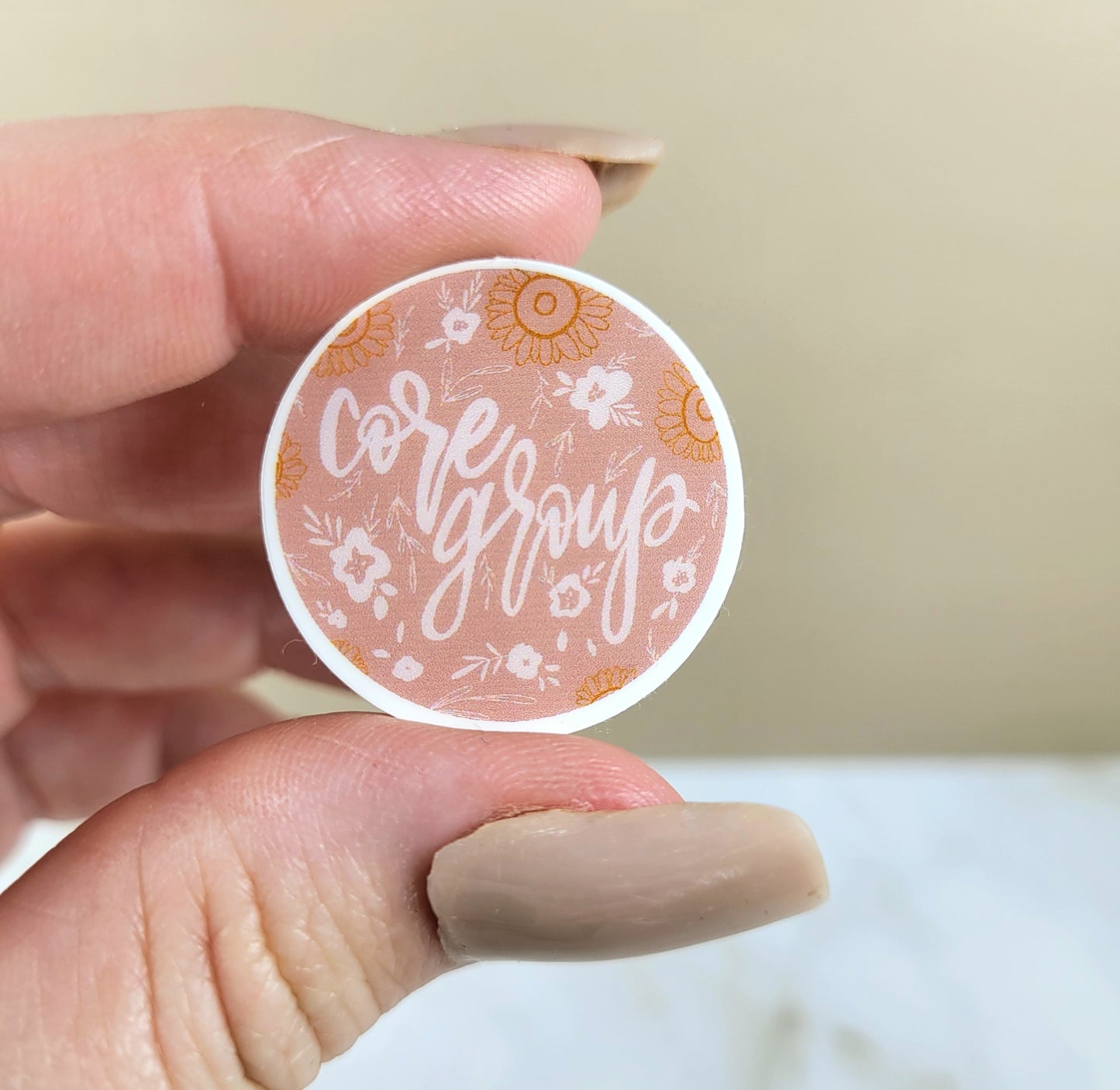 Core Group Pink Floral Circle Mini Sticker