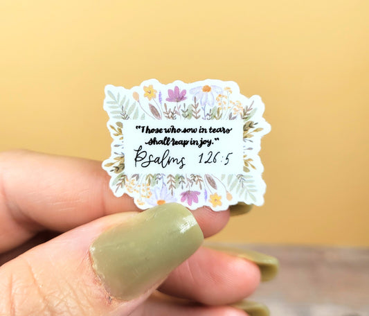 Psalm 126:5 Reap Joy Floral Mini Sticker