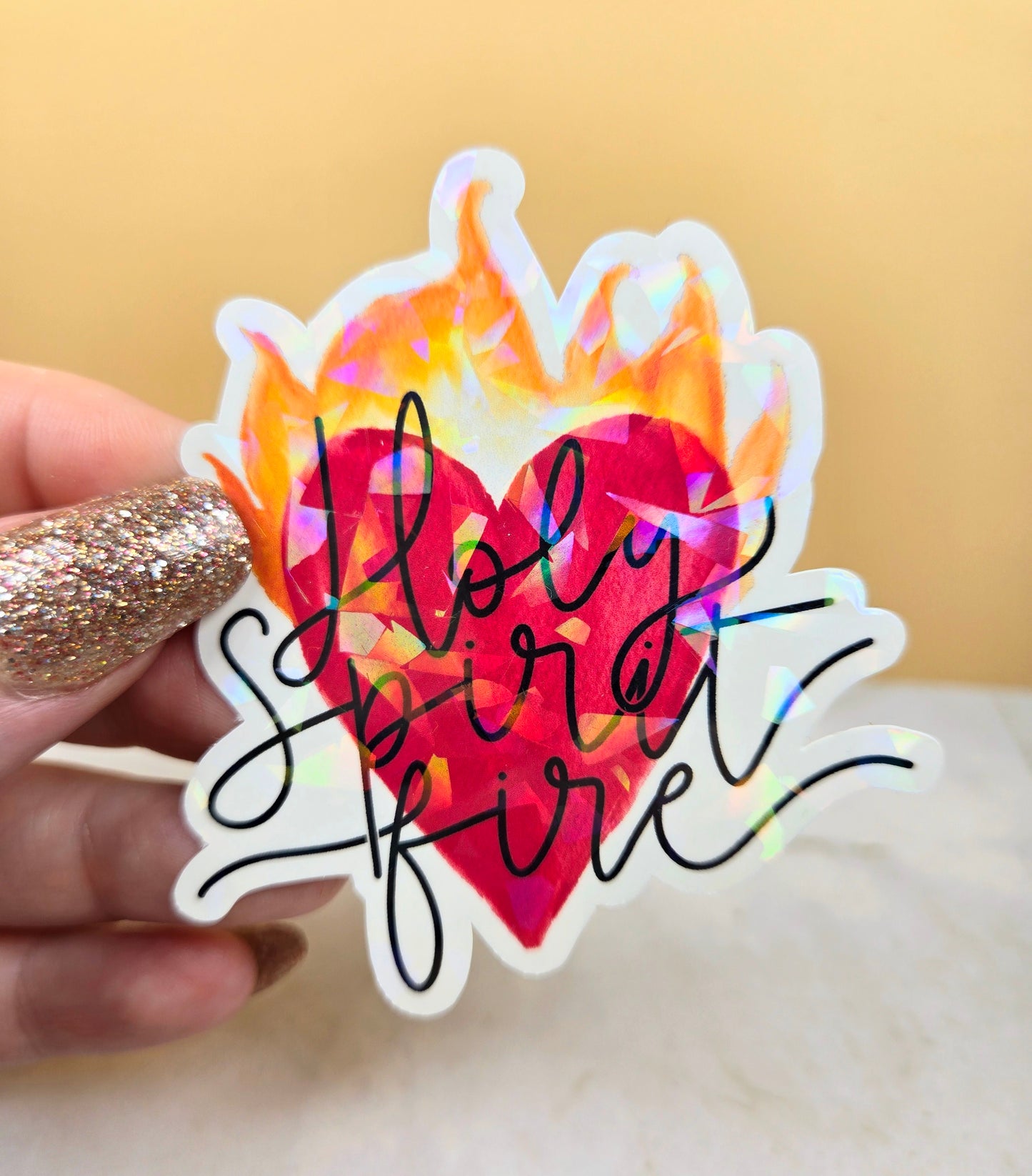 Holographic Holy Spirit Fire Sticker