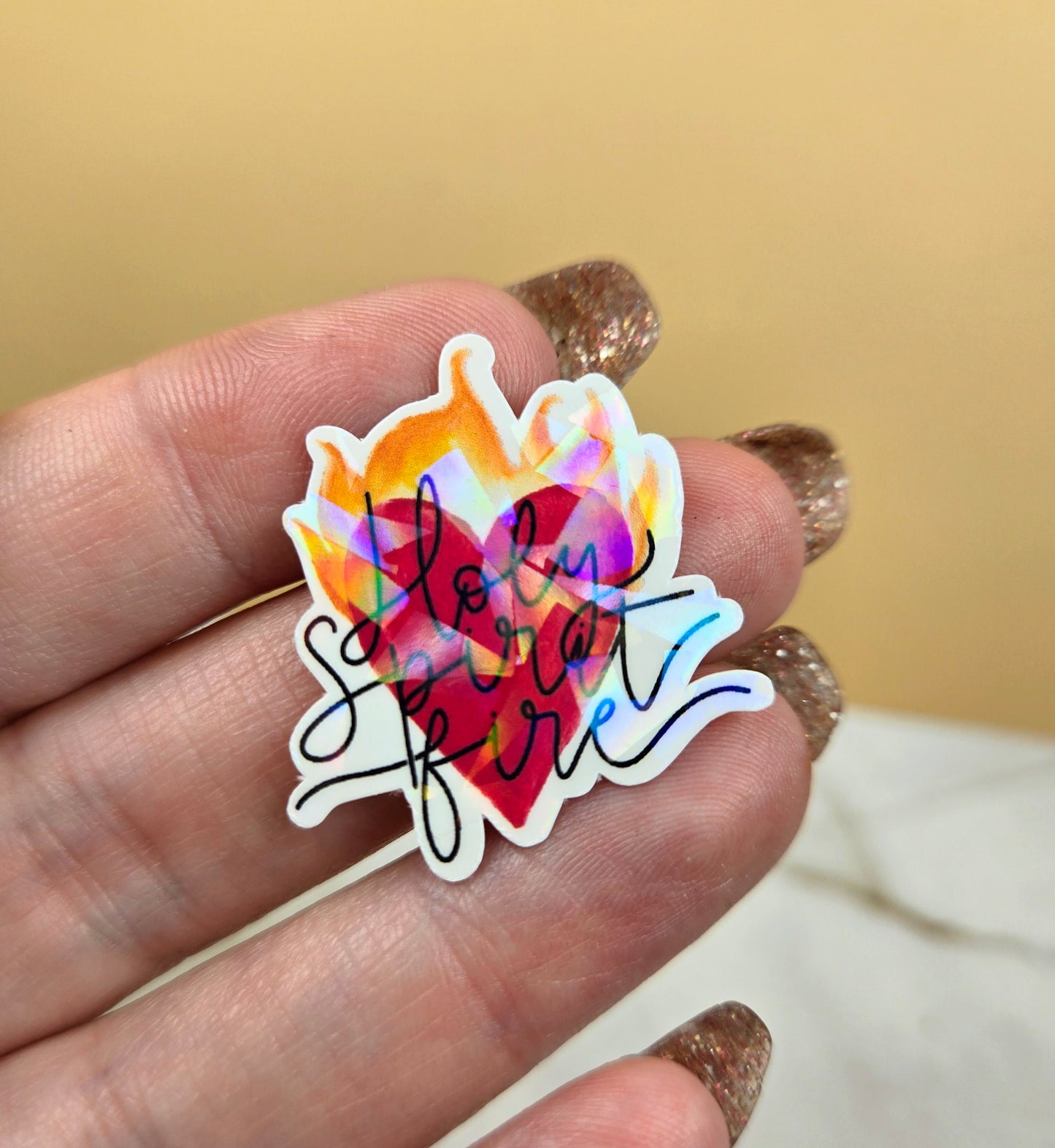 Holographic Holy Spirit Fire Mini Sticker