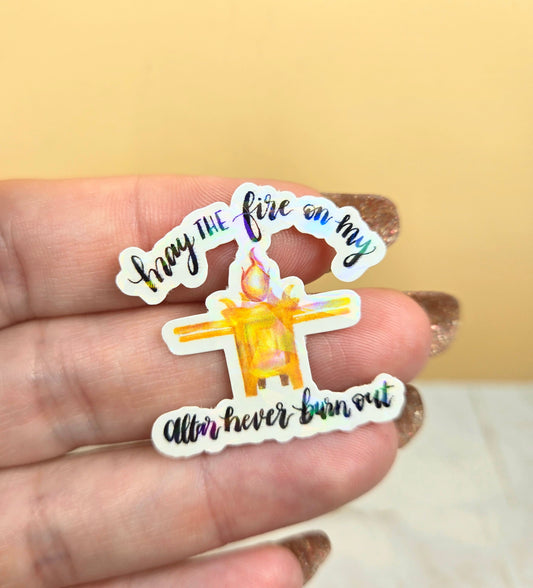 Holographic Altar Fire Mini Sticker