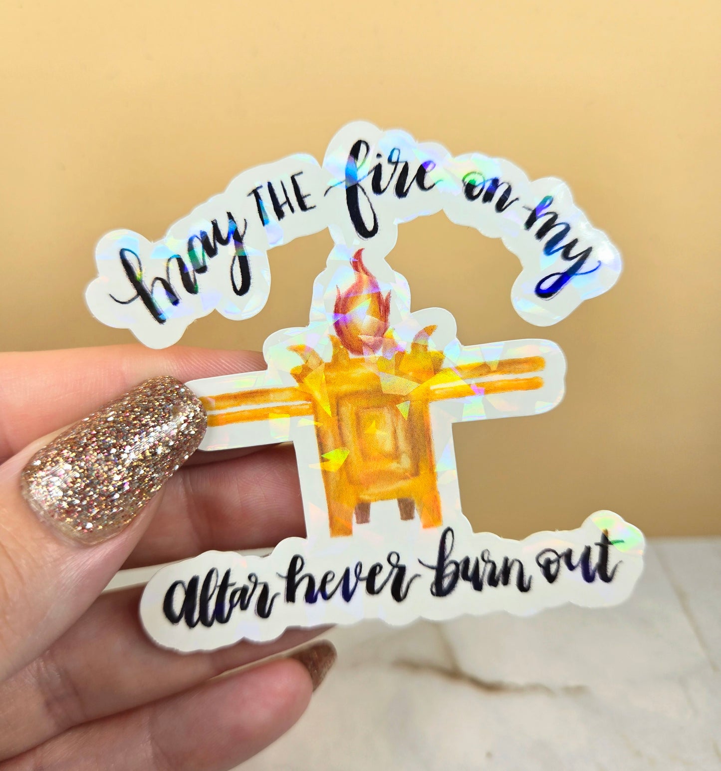 Holographic Altar Fire Sticker