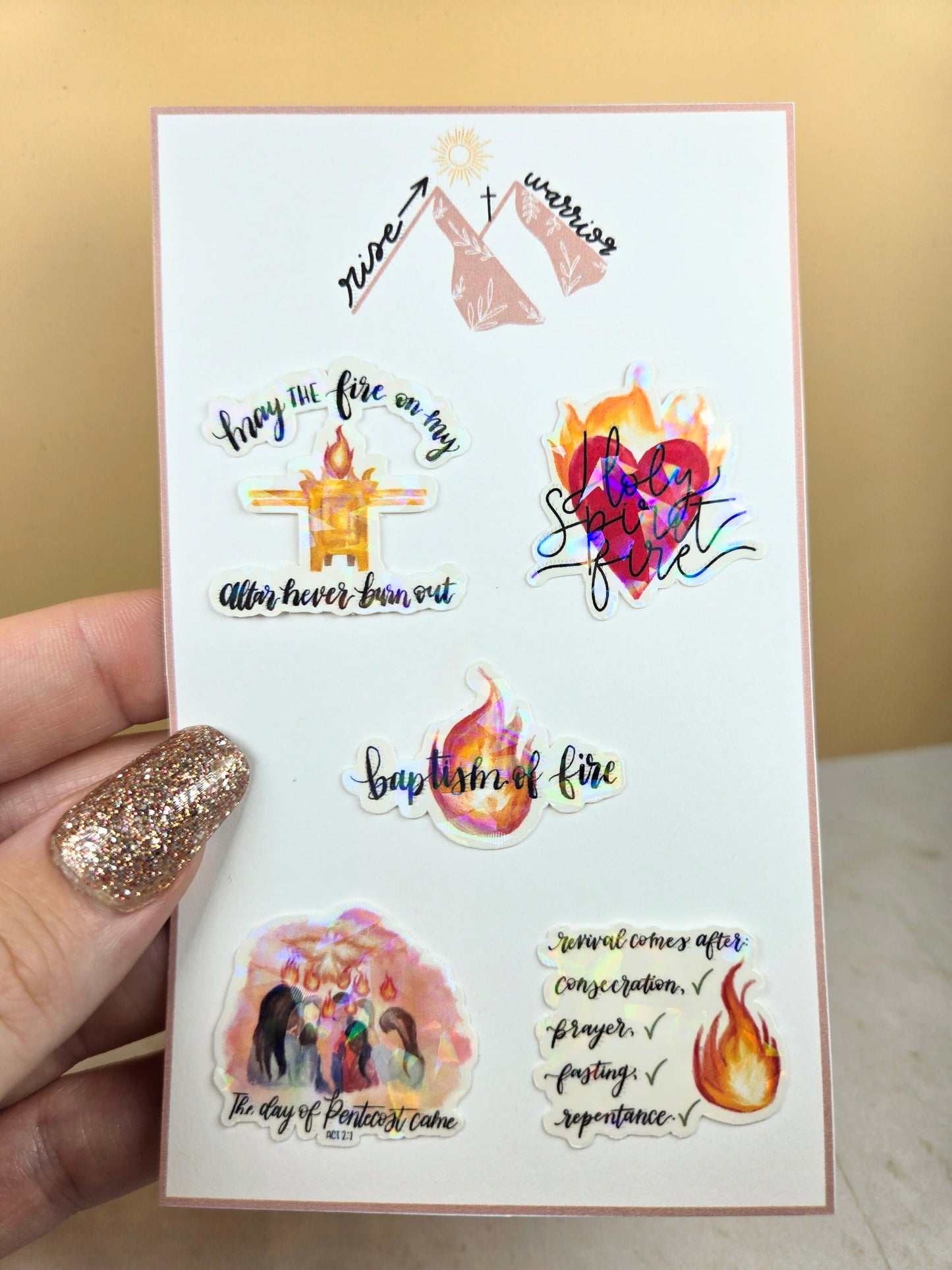 Holographic Revival Fire 5pk Mini Stickers