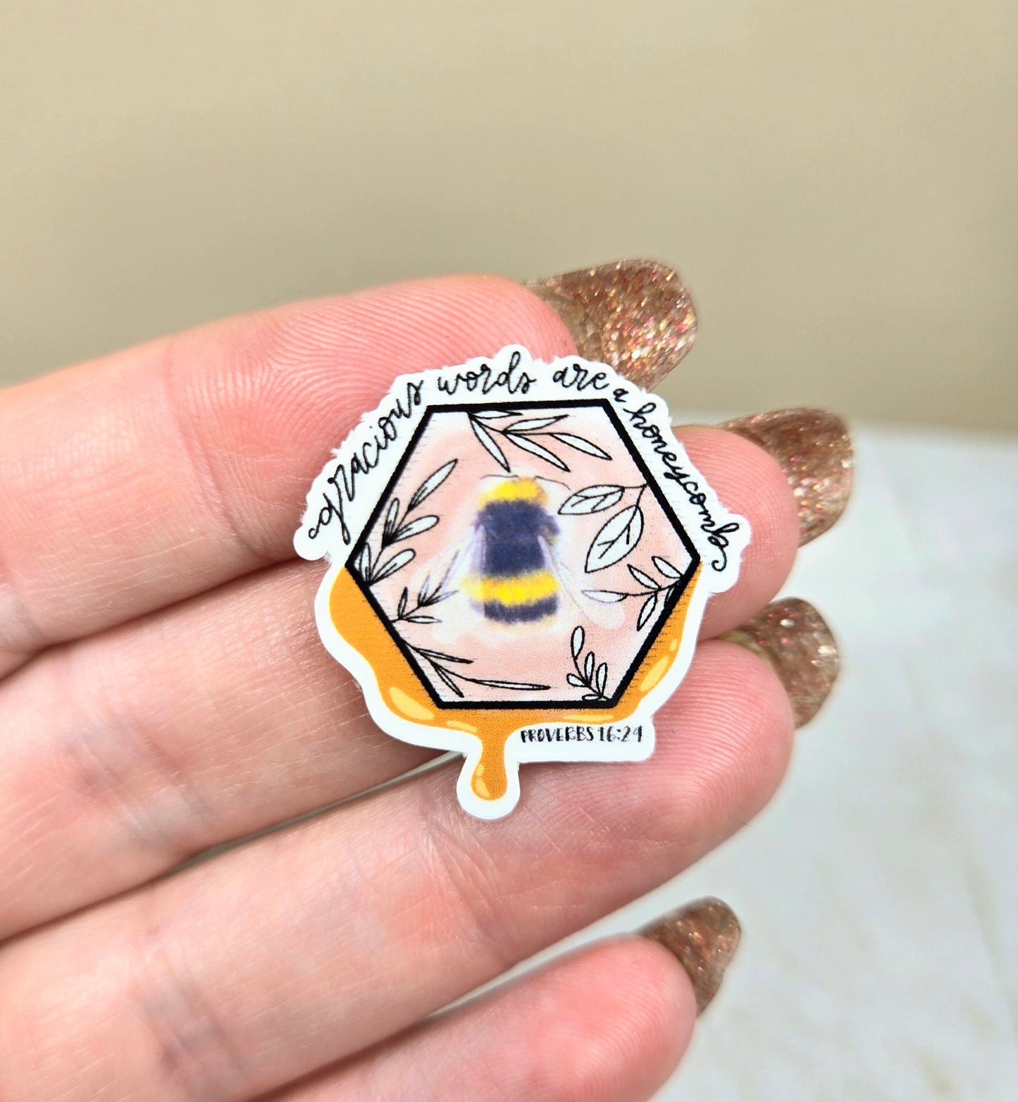 Proverbs 16:24 Honeycomb Mini Sticker