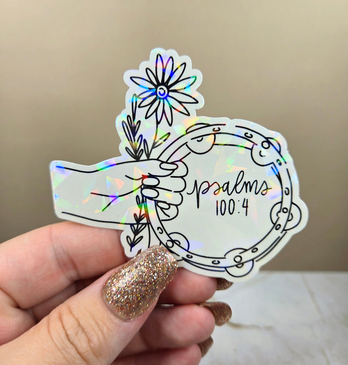 Holographic Psalms 100:4 Praise Sticker