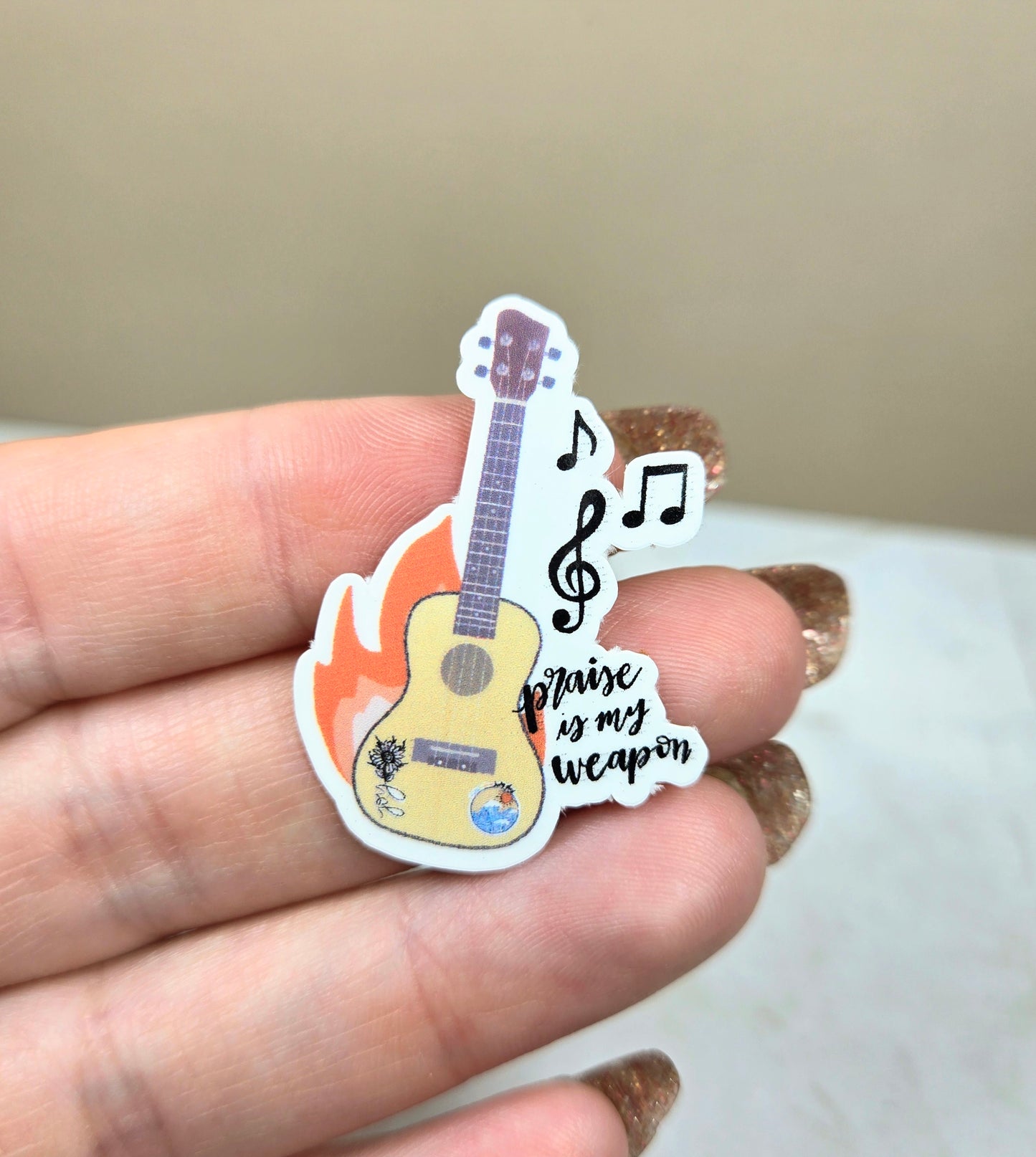 Praise Is My Weapon Guitar Mini Sticker