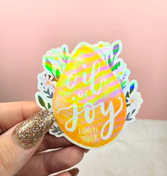 Holographic Psalm 45:7 Oil of Joy Sticker