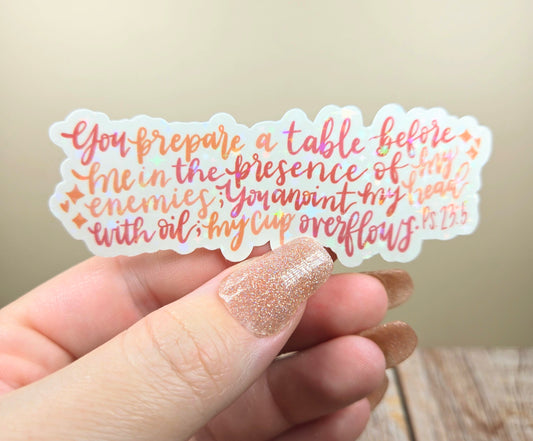 Holographic Psalm 23:5 Sticker