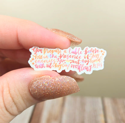 Holographic Psalm 23:5 Mini Sticker