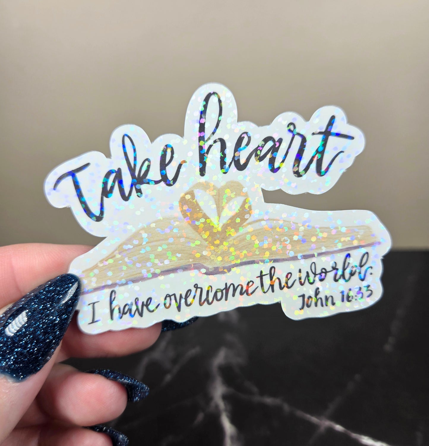 Holographic Take Heart Sticker