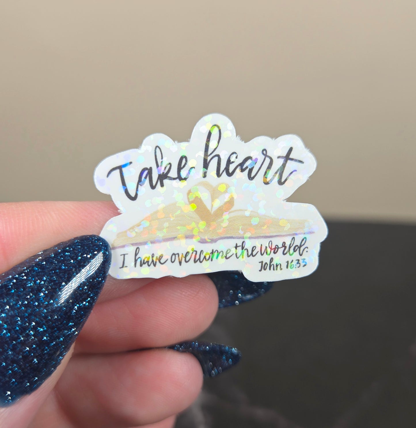 Holographic Take Heart Mini Sticker