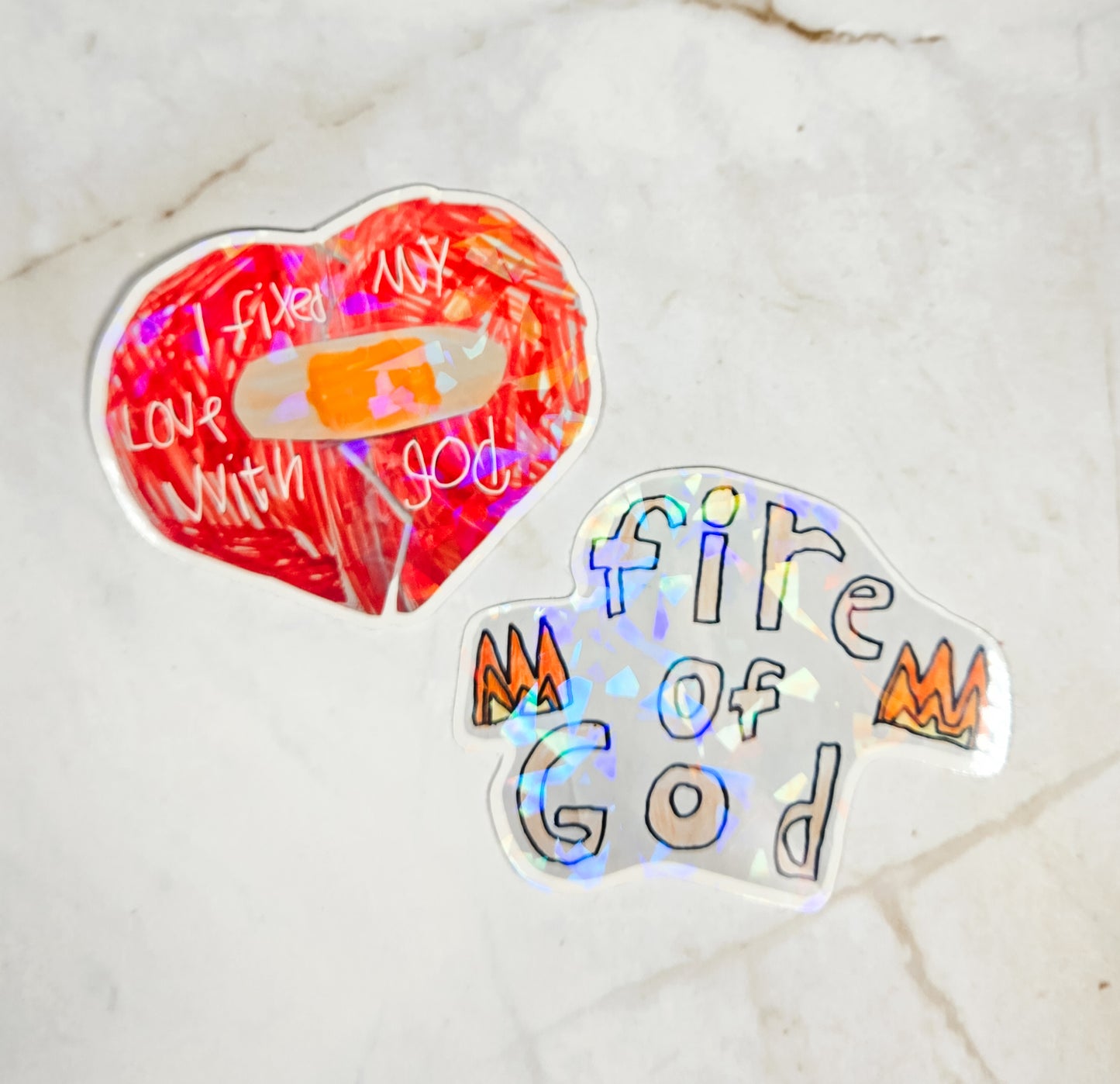 Kid's 2 Pack Stickers - Love, Fire