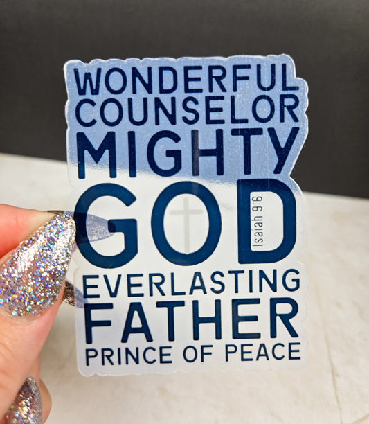 Mighty God Transparent Sticker