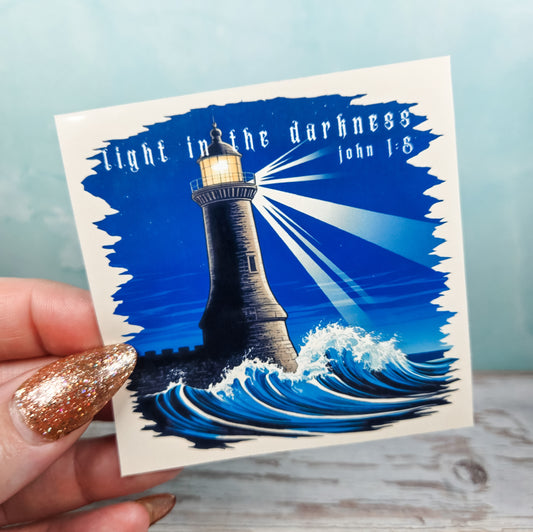 Light in the Darkness Lighthouse Sticker