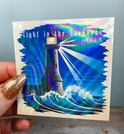 Light in the Darkness Lighthouse Sticker