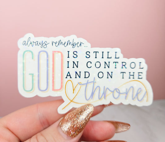 God is on The Throne Purple Sticker