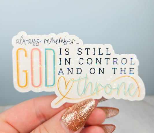 God is on The Throne Green Sticker