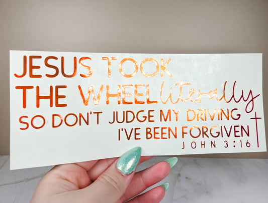 Jesus Took The Wheel Car Decal