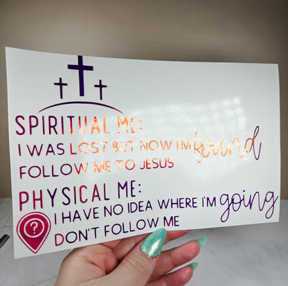Spiritual Me vs Physical Me Car Decal