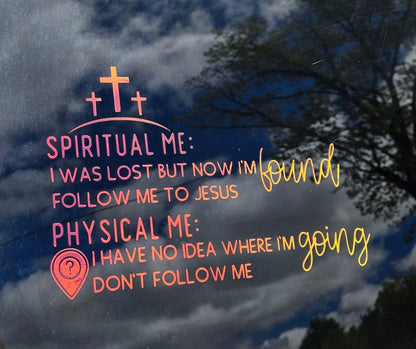 Spiritual Me vs Physical Me Car Decal