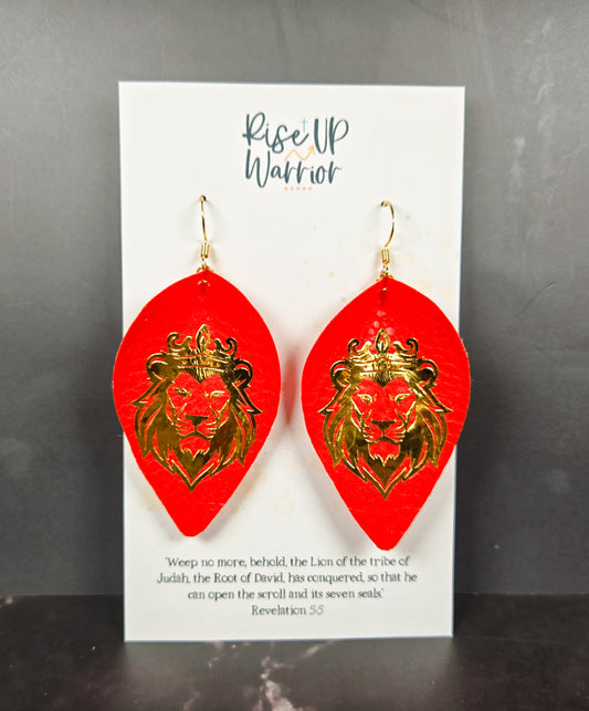Lion of Judah Custom Color Leaf Earrings
