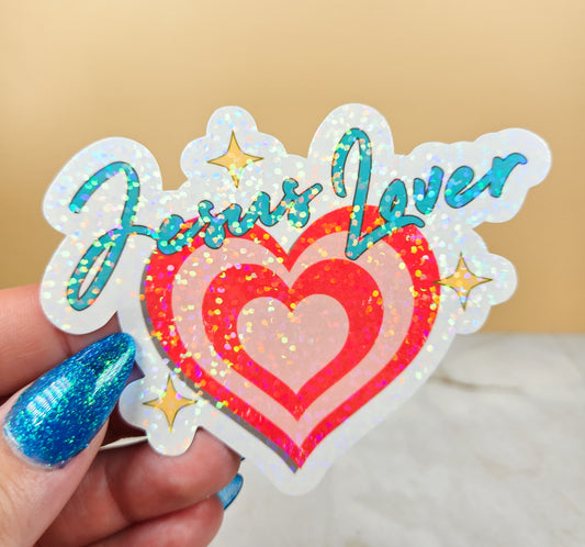 Jesus Lover Blue Sticker
